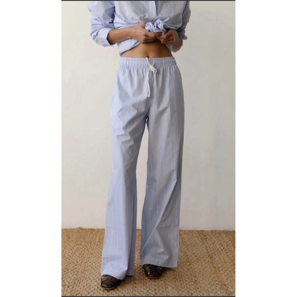 Donni Large Pop Stripe Simple Pant Blue White Pink Striped Drawstring Menswear